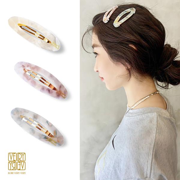 ヘアピン 送料無料 パッチン パッチンピン マーブル オーロラ カラー