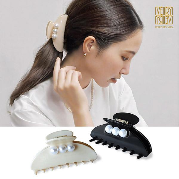 バンスクリップ 定形外郵便 パール ヘアクリップ レディース ヘアアクセサリー 大きめ ボリューム 挟むだけ 簡単 しっかり留まる まとめ髪 髪 多い 冠婚葬祭