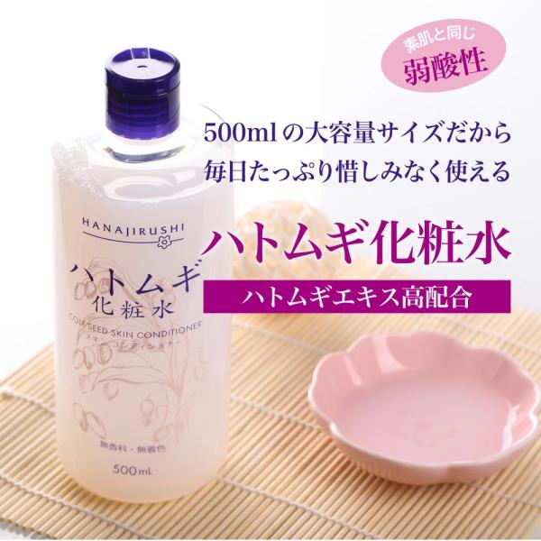 【送料無料】花印 HANAJIRUSHI スキンコンディショナー ハトムギ化粧水 500ml 大容量 しっとりタイプ角質ケア 肌荒れ 敏感肌 透明肌 保湿