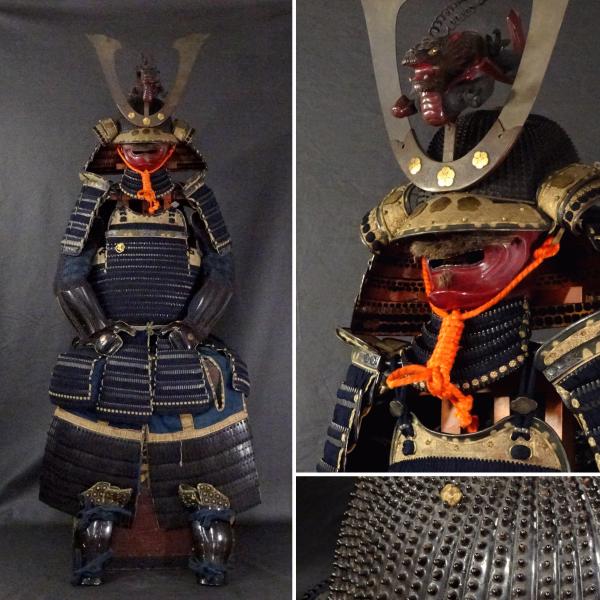 時代鎧　甲冑　変り兜　鉄黒漆　揃い　時代物 kobijutu-ki_kacchu-3