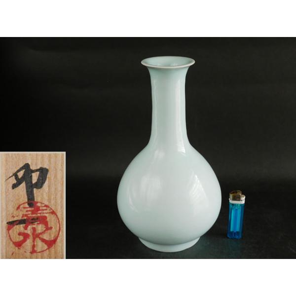 陶芸家　人間国宝　清水卯一　蓬莱　青磁　青瓷　華　花瓶　花入　共箱　師　石黒宗麿 人間国宝 清水 卯一 蓬莱磁 花瓶 : 古美術植松 - 通販 - Yahoo
