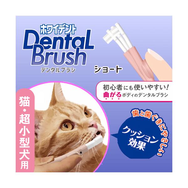猫 歯ブラシ 歯磨き 口臭ケア デンタルケア 初心者向け こわくない 傷つけにくい 指感覚 ホワイデント デンタルブラシ ショート 猫・超小型犬用