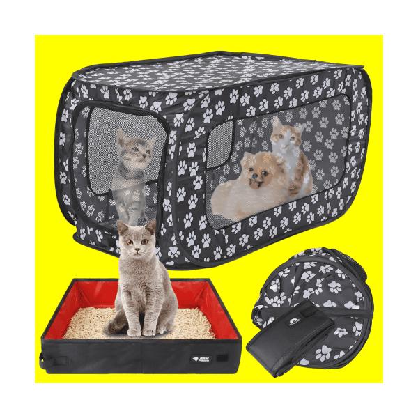 猫 ケージ 猫トイレ キャットケージ 猫ケージと猫トイレのセット コンパクト収納 折りたたみ ケージ 猫 非常時 防災グッズ ポータブルケージとトイレお出掛け、帰省、防災時の備えに最適ポータブルケージとトイレのセットいつもは猫ちゃんたちの憩...