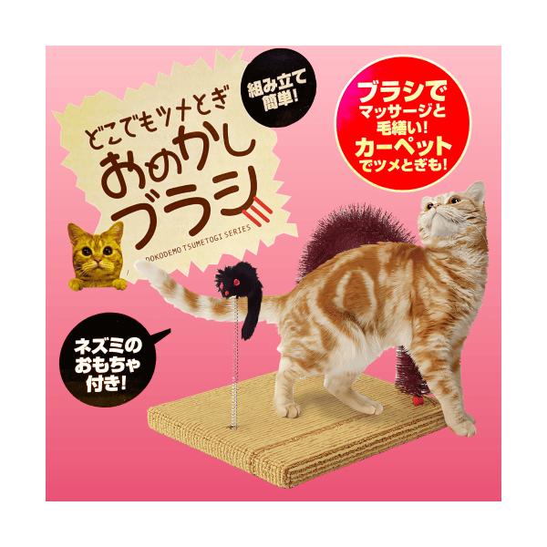 猫 爪とぎ 爪研ぎ おもちゃ 猫つめ ブラシ ブラッシング グルーミング セルフ マッサージ カーペット 組み立て簡単 どこでもツメとぎおめかしブラシ