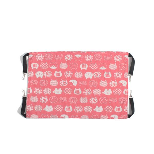 猫 ベッド 猫ハンモック 猫 ハンモック 安全 くつろげる リバーシブル ベルトナスカンタイプ キャットケージ用 ハンモック 猫柄 レッド Lサイズ安全にゆったりくつろげるネコちゃん用ハンモックさらっとした質感のかわいい猫柄の面ともこもこと...