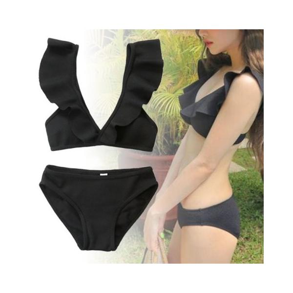 黒 Mサイズ 人気のフリル Vネック フリル ビキニ ビーチ リゾートファッション Buyee Buyee บร การต วกลางจากญ ป น ซ อจากประเทศญ ป น