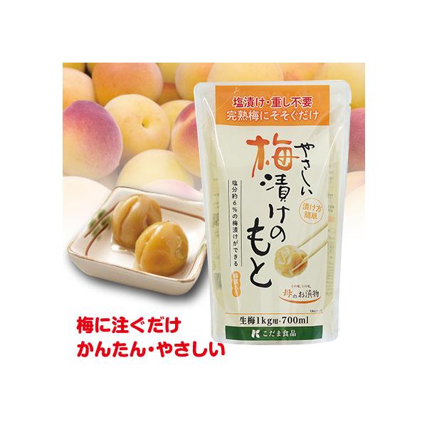 「やさしい梅漬けのもと」なら、梅に注ぐだけで失敗なく、簡単にできます!!生梅1kgが漬けられます。フルーティに仕上がる蜂蜜入り