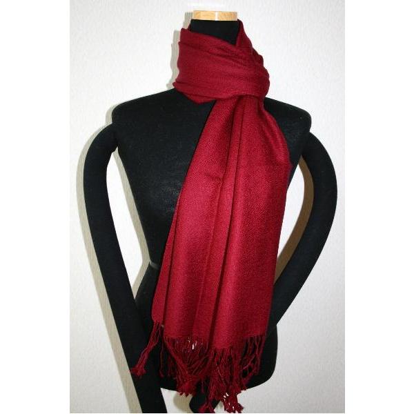定番人気商品 1枚あるとっても便利 大判パシュミナストール ボルドー