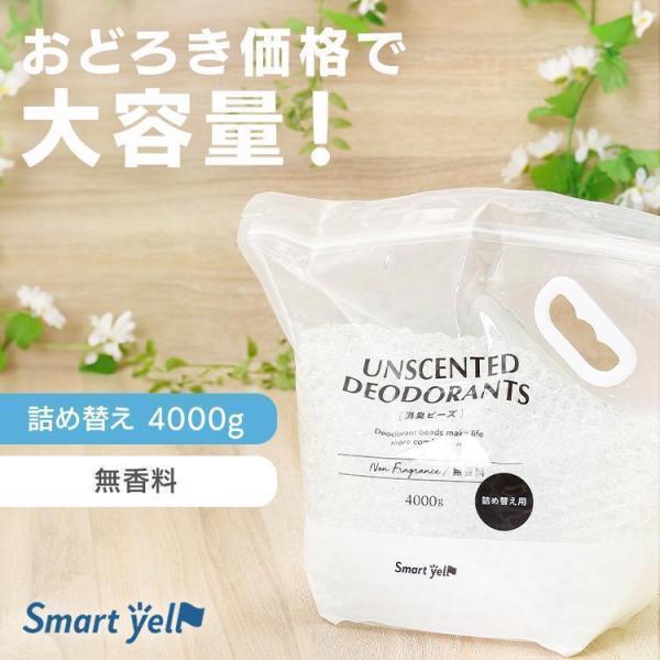 消臭ビーズ 詰め替え 消臭剤 詰め替え用 4.0kg 大容量 消臭 無香料 無臭 強力 業務用 トイレ 置き型 ペット 消臭剤 無香料 詰替え 4000g スマートエール
