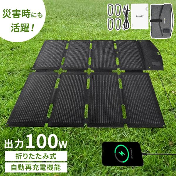 ソーラーパネル 100w USB-A USB-C 折りたたみ 軽量 キャンプ 防災 太陽