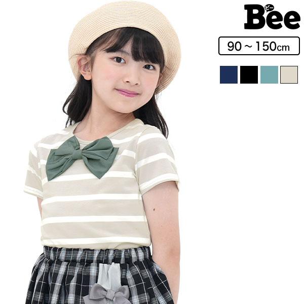 Bee des Bee ボーダーリボントップス 半袖 Tシャツ 子供服 キッズ