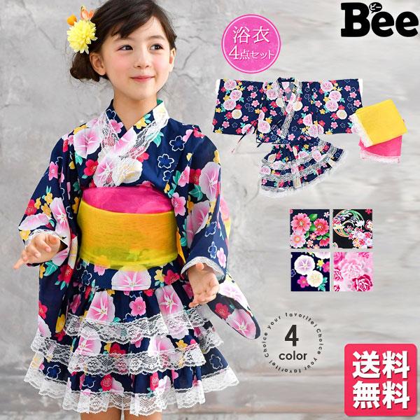 浴衣ドレス4点セット 子供 セパレート韓国子供服 子ども服 キッズ 帯 花 リボン 紫陽花 蝶々 紅桜 和風 レトロ レース 花火大会 夏祭り 90 100 110 1 130 140 Saacle 子供服bee 通販 Yahoo ショッピング
