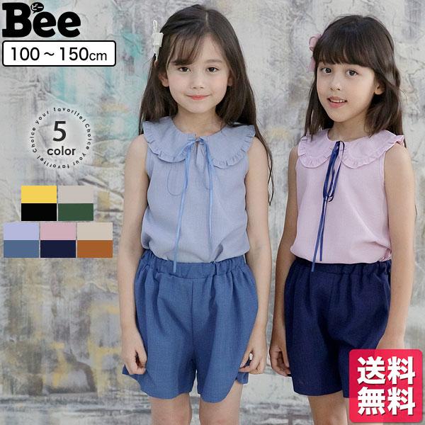 セットアップ 韓国子供服 子ども服 こども服 Bee カジュアル ナチュラル キッズ 女の子 リボン パンツ ノースリーブ春 夏 100 110 1 130 140 150 Sas 子供服bee 通販 Yahoo ショッピング