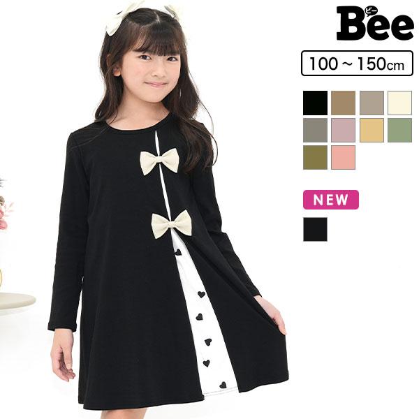 韓国子供服 韓国子ども服 韓国こども服 Bee カジュアル ナチュラル キッズ 女の子 リボン チェック ブラック 秋 冬 90 100 110 120 130 140 150 ◇長袖ワンピース◇ リボン特集 バレエコア
