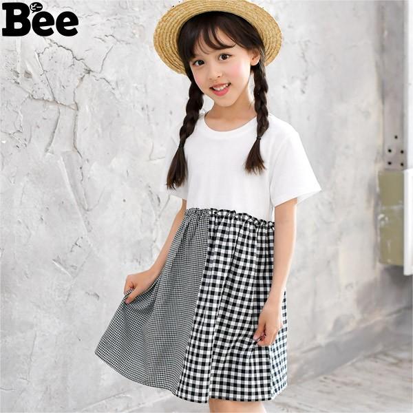 ワンピース 韓国子供服 Bee 女の子 キッズ 女の子 ギンガムチェック ドッキング 春 夏 100 110 1 130 140 150 0704 Shh 子供服bee 通販 Yahoo ショッピング