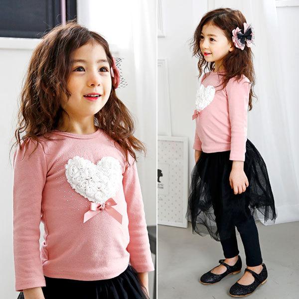 Ss新色 長袖トップス 韓国子供服 キッズ ハート Taa 子供服bee 通販 Yahoo ショッピング