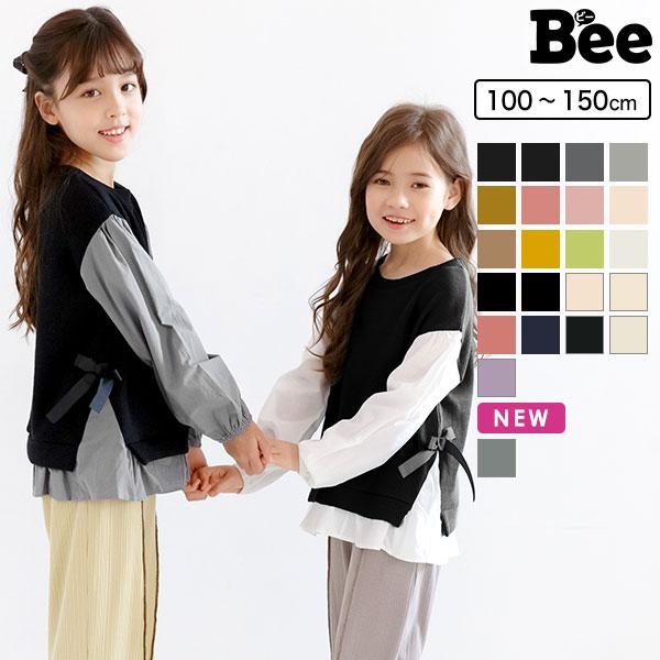 レイヤード風トップス 女の子 子供服 こども服 子ども服 キッズ 春 秋 冬 100 110 1 130 140 150 長袖 リボン シャツ Taa 子供服bee 通販 Yahoo ショッピング