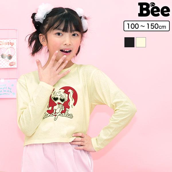 【25年SS新作】子供服 子ども服 こども服 キッズ 女の子 リボン Tシャツ プリント クロップド丈  長袖  春 秋 冬 100 110 120 130 140 150 ◇クロップド丈Tシャツ◇