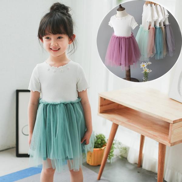 5 400円以上送料無料 韓国子供服 夏新作 キッズ ワンピース 切替チュールワンピース チュールスカート 子供服 女の子 可愛い フラワー付き 半袖ワンピース Buyee Buyee Japanese Proxy Service Buy From Japan Bot Online