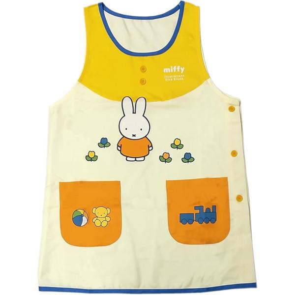 エプロン 保育士 おしゃれ カワイイ キャラクターポケット かぶるだけ かっぽうぎ 割烹着 袖なし 大人用 ミッフィー miffy グッズ 黄色 キッチン雑貨