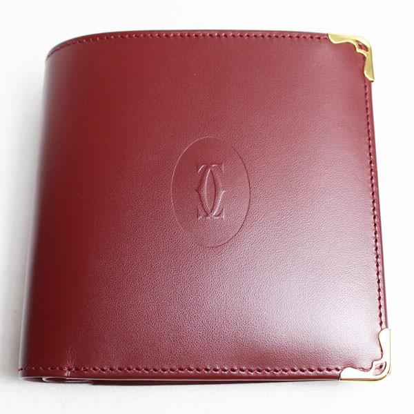 カルティエ Cartier 二つ折り財布 マストライン ボルドー ウォレット
