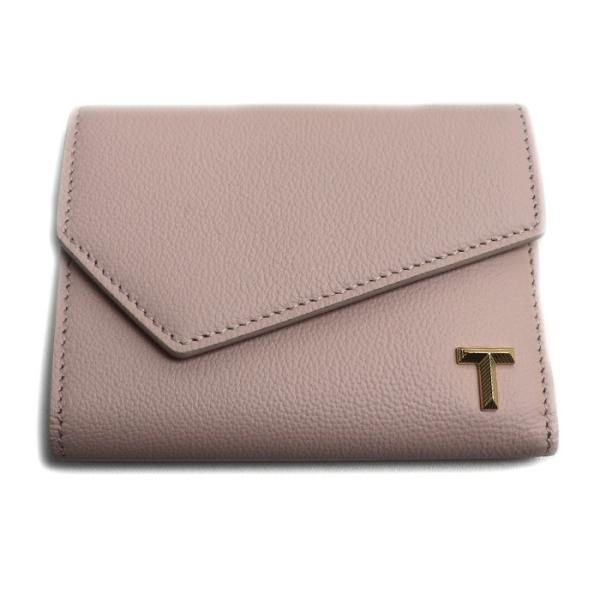 TIFFANY&Co. Tウォレット　三つ折り財布 レザー ブラック ピンク TIFFANY&Co.（ティファニー） Tウォレット 三つ折り財布 ピンク