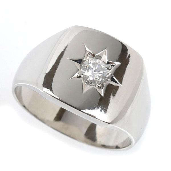 Pt900プラチナ 印台 リング・指輪 ダイヤモンド0.25ct 21号 16.5g 