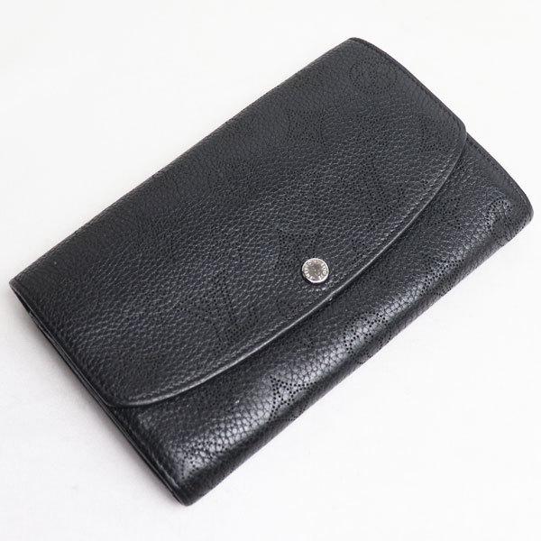 ルイヴィトン　M60143　長財布　折り財布　マヒナ　二つ折り畳み長財布　黒本革 ルイヴィトン マヒナ ポルトフォイユ イリス M60143