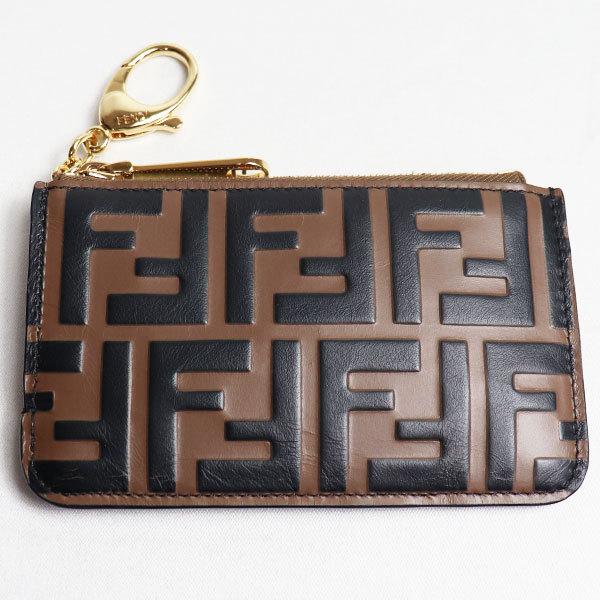 フェンディ FENDI キーコインカードケース ブラウンレザー スリム