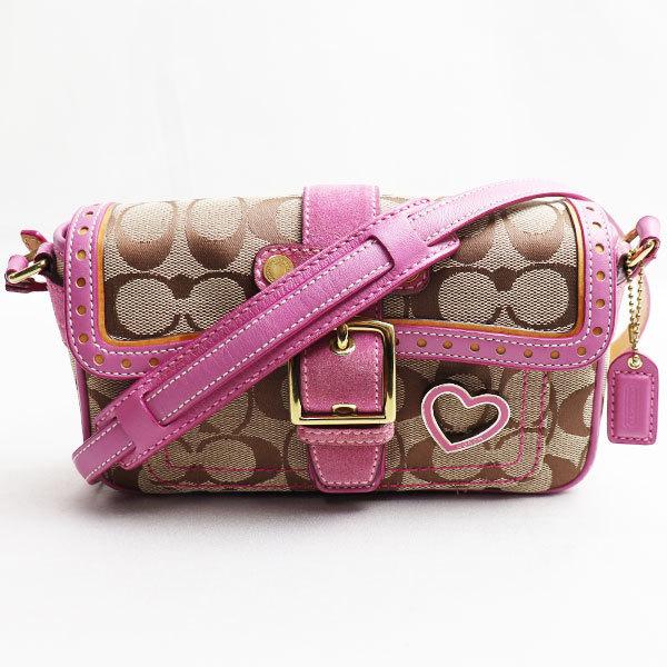 Coach コーチ シグネチャー ショルダーバッグ 1485 カーキ ピンク 中古 K 3232 1 古恵良販売 通販 Yahoo ショッピング