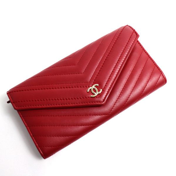 CHANEL シャネル シェブロンVステッチロングウォレット 長財布 A84348 