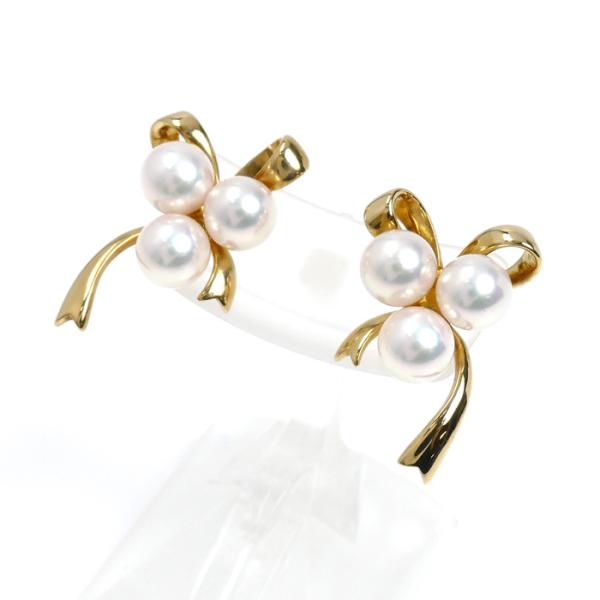 MIKIMOTO（ミキモト） K18YG イエローゴールド パール リボン ピアス
