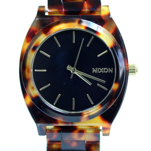 NIXON ニクソン THE TIME TELLER ACETATE タイムテラー アセテート A327646 黒文字盤　クオーツ　メンズ　べっ甲柄  腕時計/MT1877 中古 あすつく