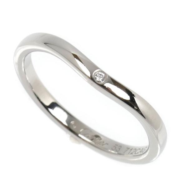 カルティエ ウェディングリング Pt950 #48 美品 指輪 私的刻印あり Cartier（カルティエ） Pt950プラチナ バレリーナ カーブ ウェディング