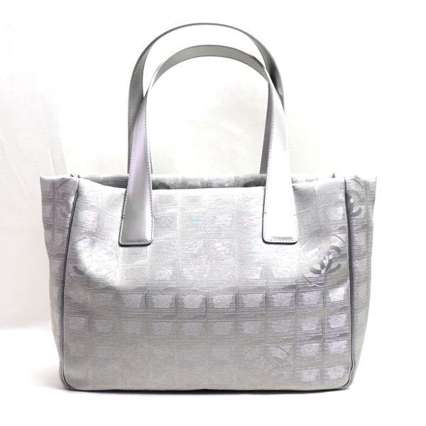 美品【CHANELシャネル 】ニュートラベルライントートPM シルバーグレー