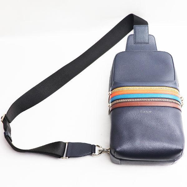 美品】ポールスミス シグネチャージップストライプボディバッグ-