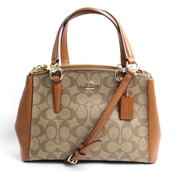 COACH コーチ ハンドバッグミニクリスティ キャリオール 2Wayショルダーバッグ F36718 カーキ/ブラウン/中古/美品