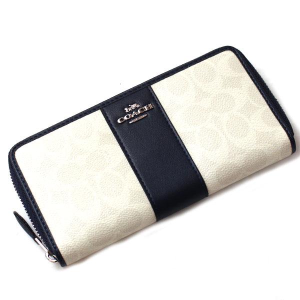 COACH コーチ 長財布 ラウンドファスナー シグネチャー ホワイト