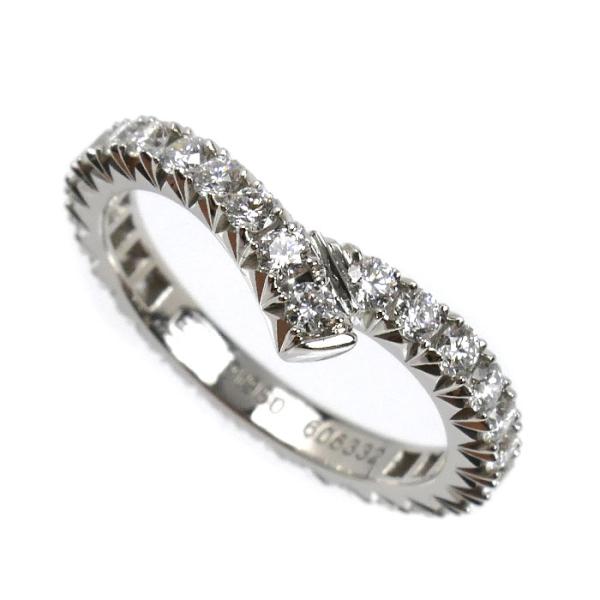 極美品☆ハリーウィンストン PT950ダイヤモンド４Pウェーブバンドリング約7号 HARRY WINSTON ハリーウィンストン Pt950 リボン バンド リング・指輪