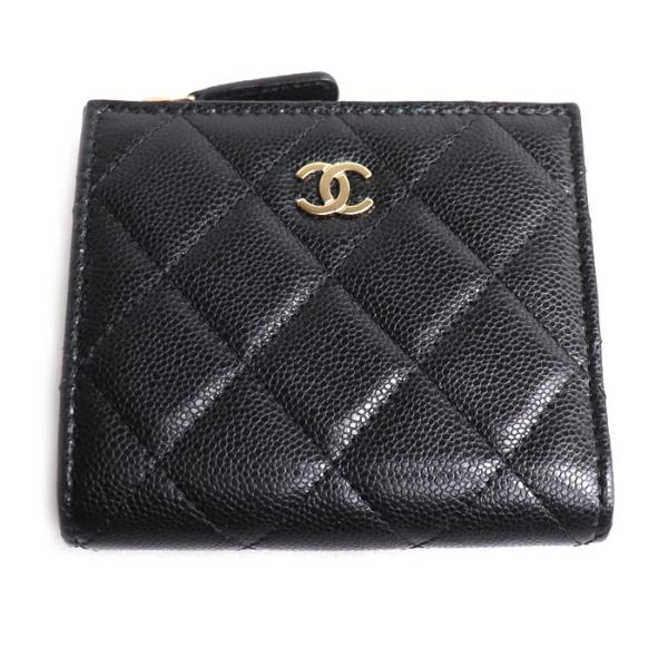 CHANEL シャネル マトラッセ スモールウォレット 二つ折り財布 ブラック AP3388 レディース【中古】【美品】 CHANEL（シャネル） マトラッセ スモールウォレット 二つ折り財布