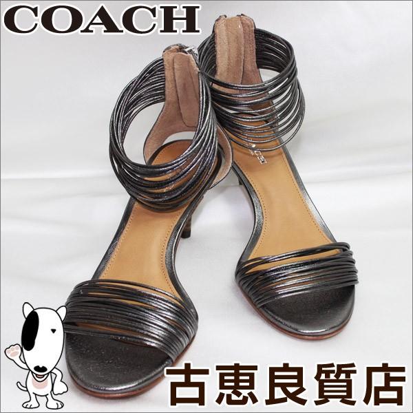 COACH コーチ レディース 女性靴 メタリックレザーサンダル サイズ35.5