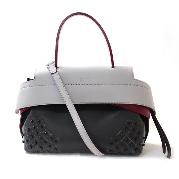 TOD'S トッズ ウェーブ 2Wayショルダーバッグ ダークグレー グレー