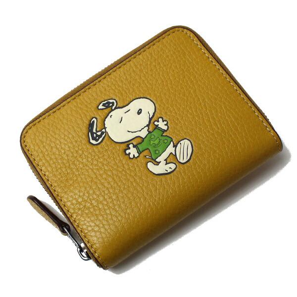 COACH コーチ PEANUTSコラボ スモール ジップ アラウンド ウォレット・スヌーピー ウォーク モチーフ 二つ折り財布 CE869 未使用  買取品