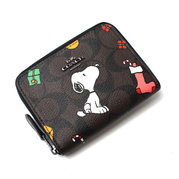 コーチ COACH COACH X PEANUTS スモール ジップ アラウンド ウォレット・シグネチャー・スヌーピー プレゼンツ CE708  QBOSN/未使用/アウトレット