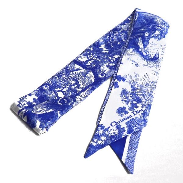 Dior ミッツァ　青 Dior Oblique Mitzah Scarf Navy Blue Silk Twill | DIOR