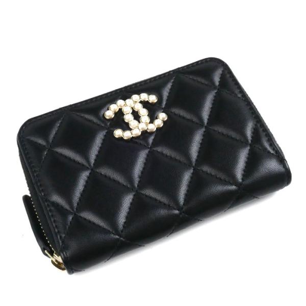 CHANEL（シャネル） マトラッセ COCO パール コインケース ブラック