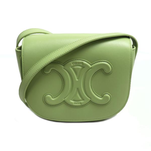 CELINE セリーヌ フォルコ キュイル トリオンフ ショルダーバッグ グリーン Light Jade 198263DU3.15LJ レディース【中古】【美品】 koera_sb25-0926-20