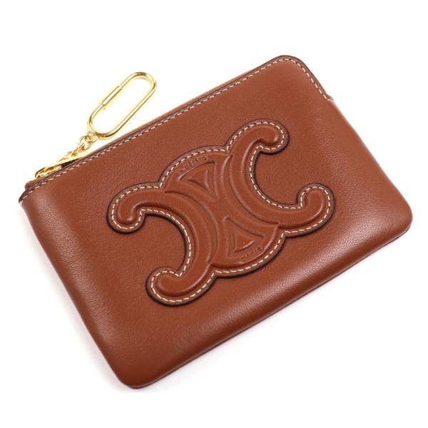 【中古】CELINE セリーヌ ケース 小銭入れ コンパクト トリオンフ CELINE（セリーヌ） トリオンフ コインケース ブラウン 10C663DR8.04LU