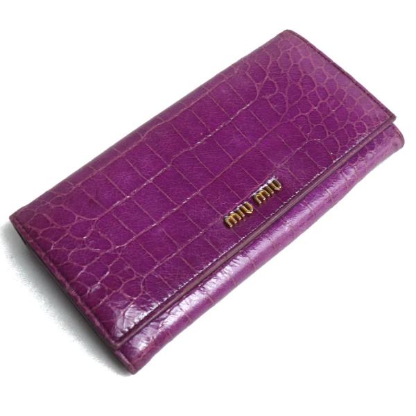 Miu Miu ミュウミュウ紫パープル 長財布 マテラッセ miu MIUMIU ミュウミュウ 長財布 パープル 5M1109 レディース