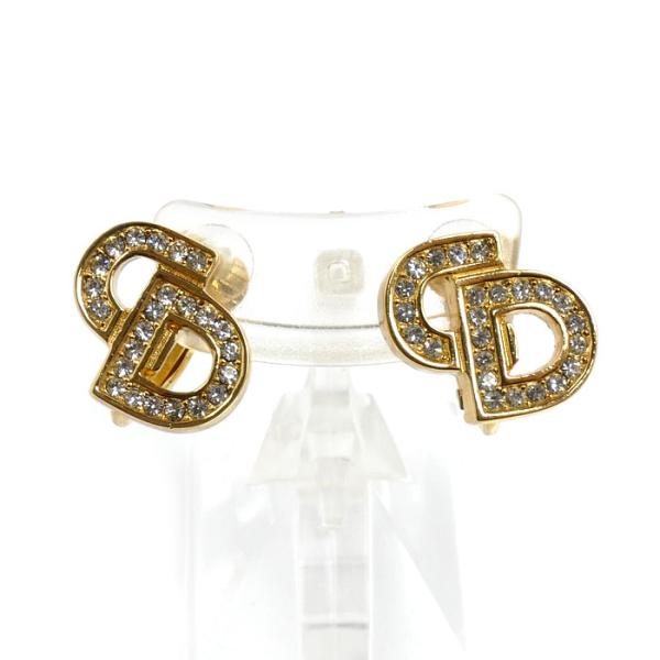 ✨Dior✨ディオール✨ゴールド✨ラインストーン✨ロゴ✨イヤリング✨ Dior ディオール GP CDロゴ ラインストーン イヤリング 5.2g